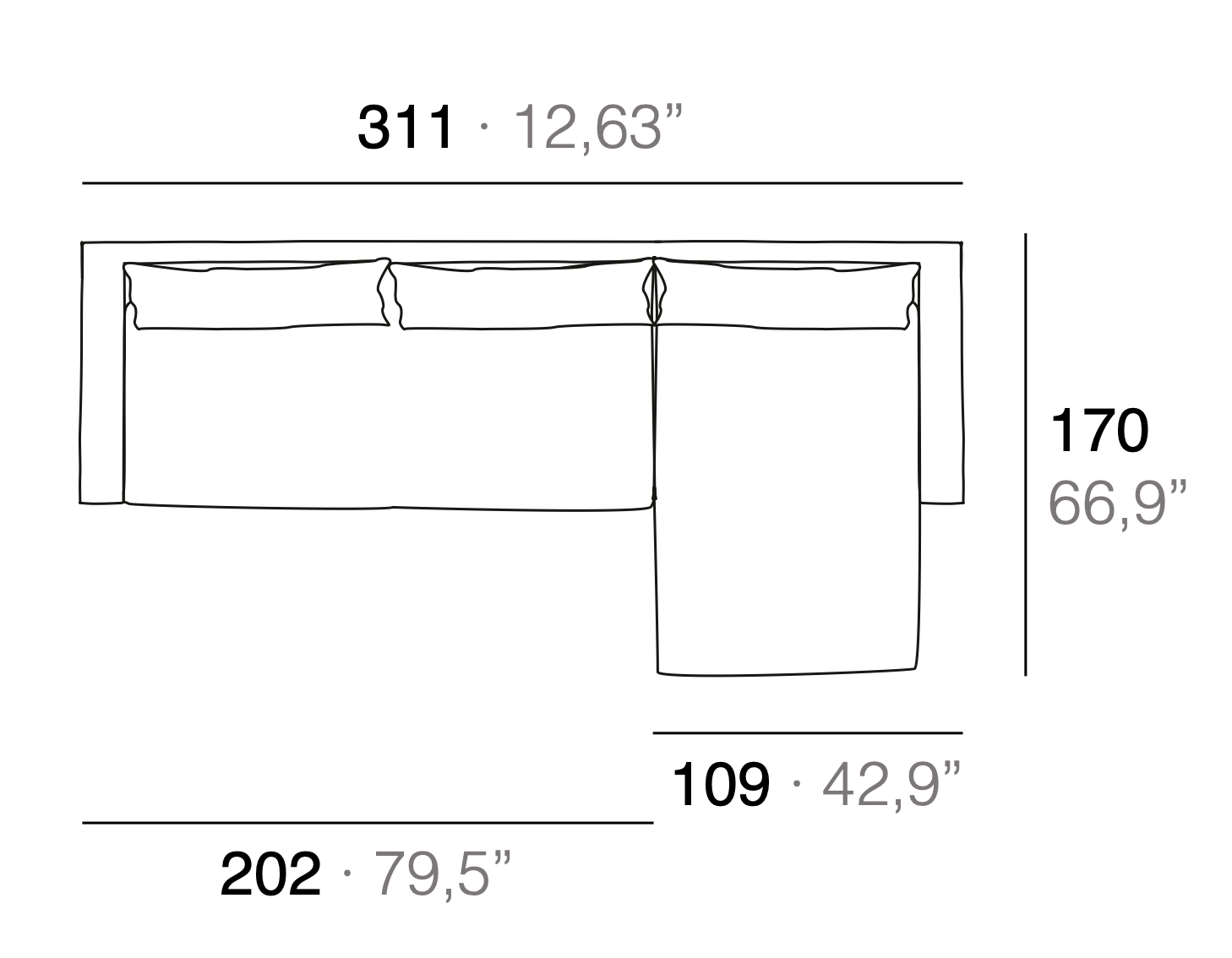 Salina Composición SOFA 202 + Chaiselongue 109
